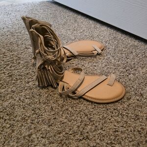Women's Tan Fringe Sandals